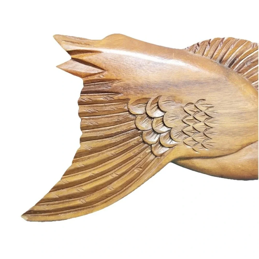 MCM Vtg Hand Carved Wood Flying Ducks Wall Art Set of 2 Mallards Philippines 16